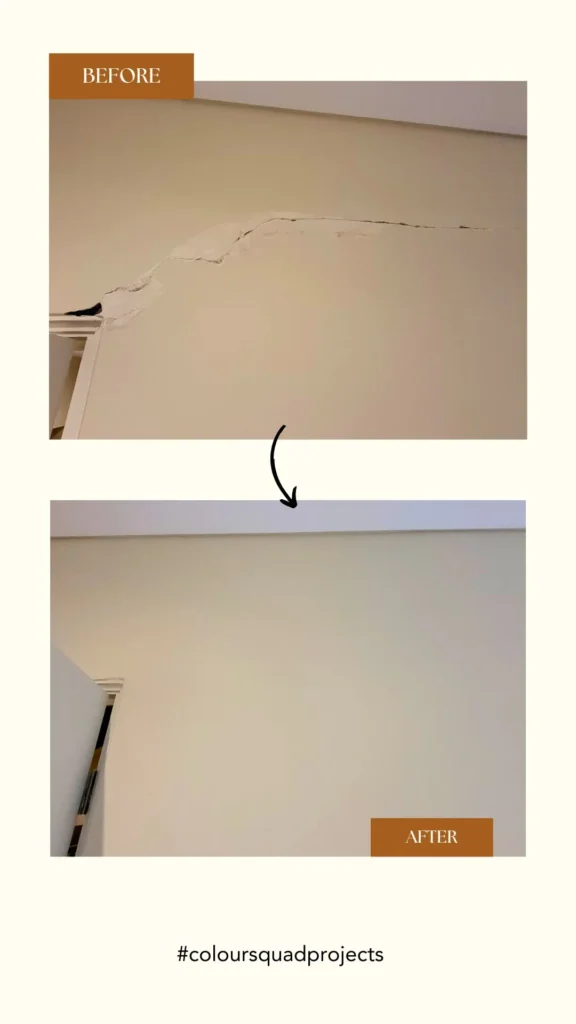 Wall repair before and after comparison in Pymble