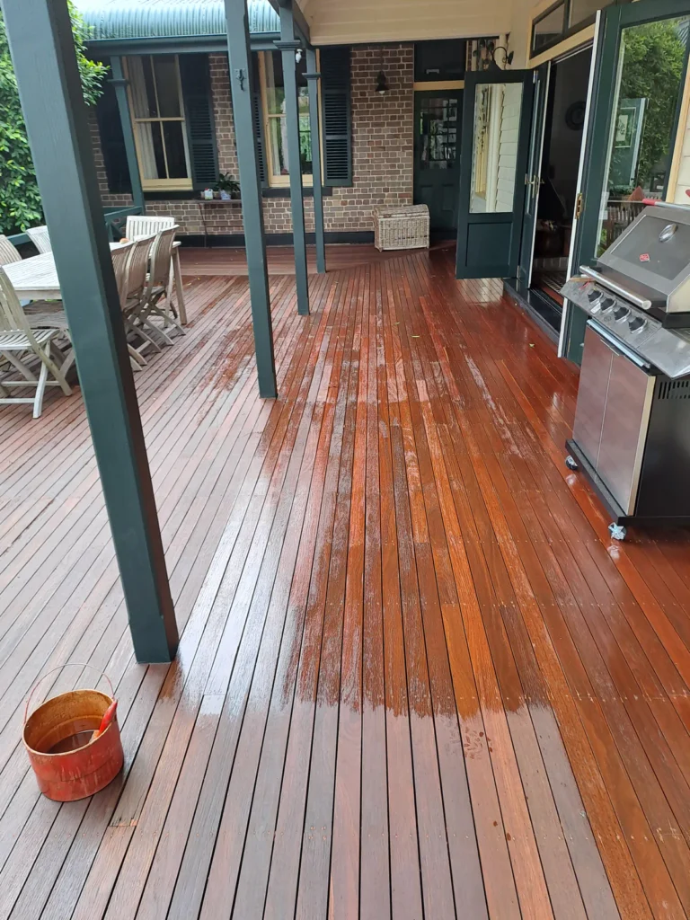 Deck oiling in Beecroft, Sydney (angle 1)