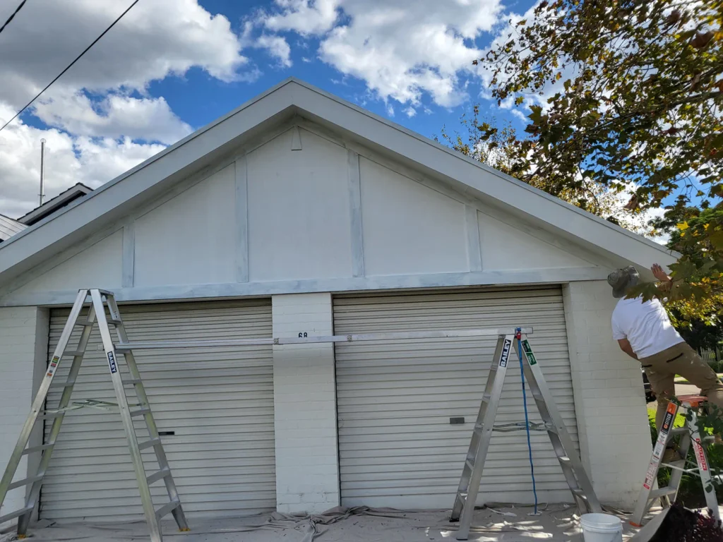 Front elevation of garage surface prep