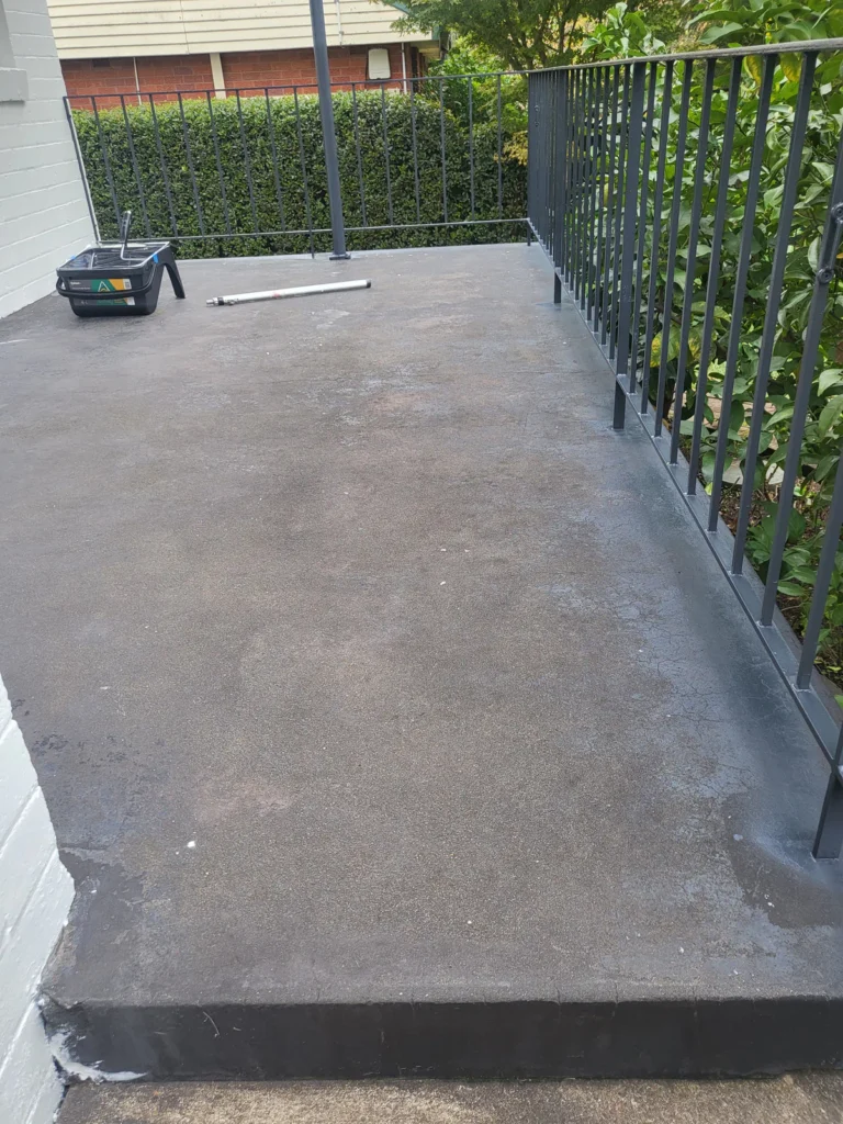 Balcony patio floor washed and prepped before painting
